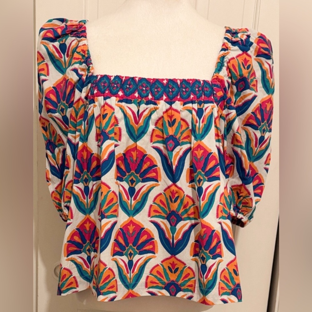 Printfresh Multicolor Floral Boho Blouse Puff Sle… - image 1